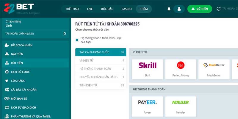 Hướng dẫn rút tiền 22BEt đầy đủ Hướng dẫn rút tiền 22BEt đầy đủ
